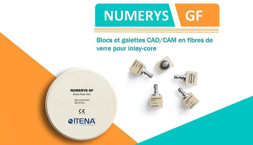 Blocs et galettes CAD/CAM en fibre de verre pour inlay-core Numerys GF