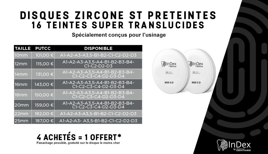 Disques zircone st préteintés